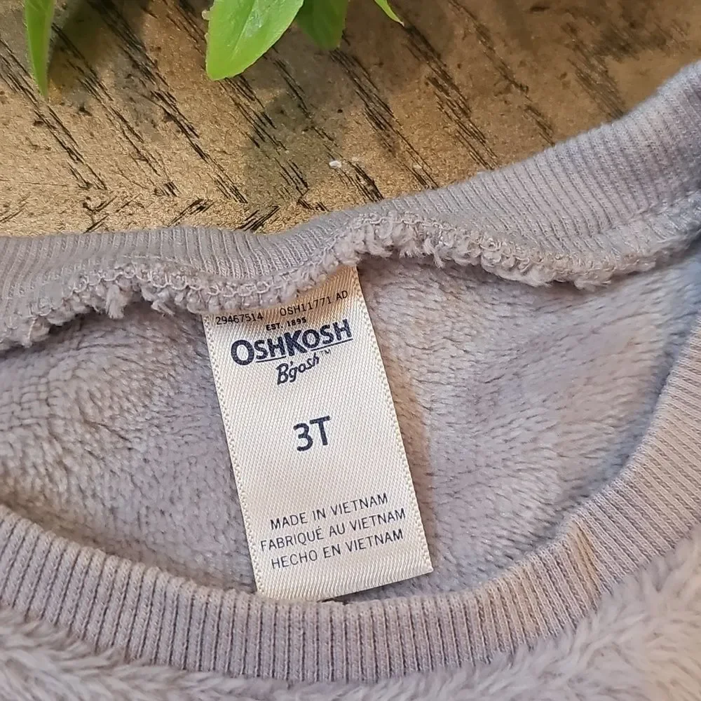 3T OshKosh B'gosh Gray Fuzzy Top with Pink Butterfly